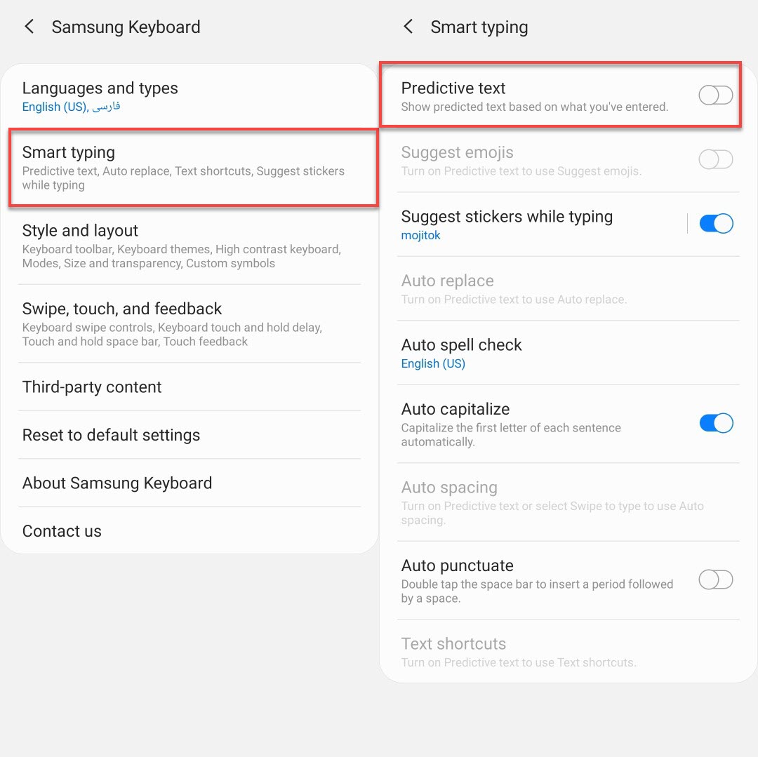 Turn Off Predictive Text on Samsung Galaxy