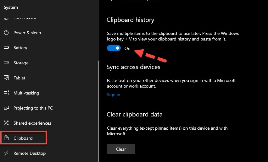 How to Enable Clipboard on Windows 10