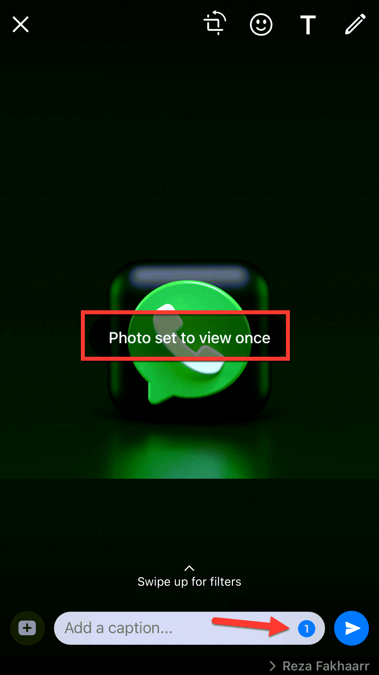 send view once photo in WhatsApp