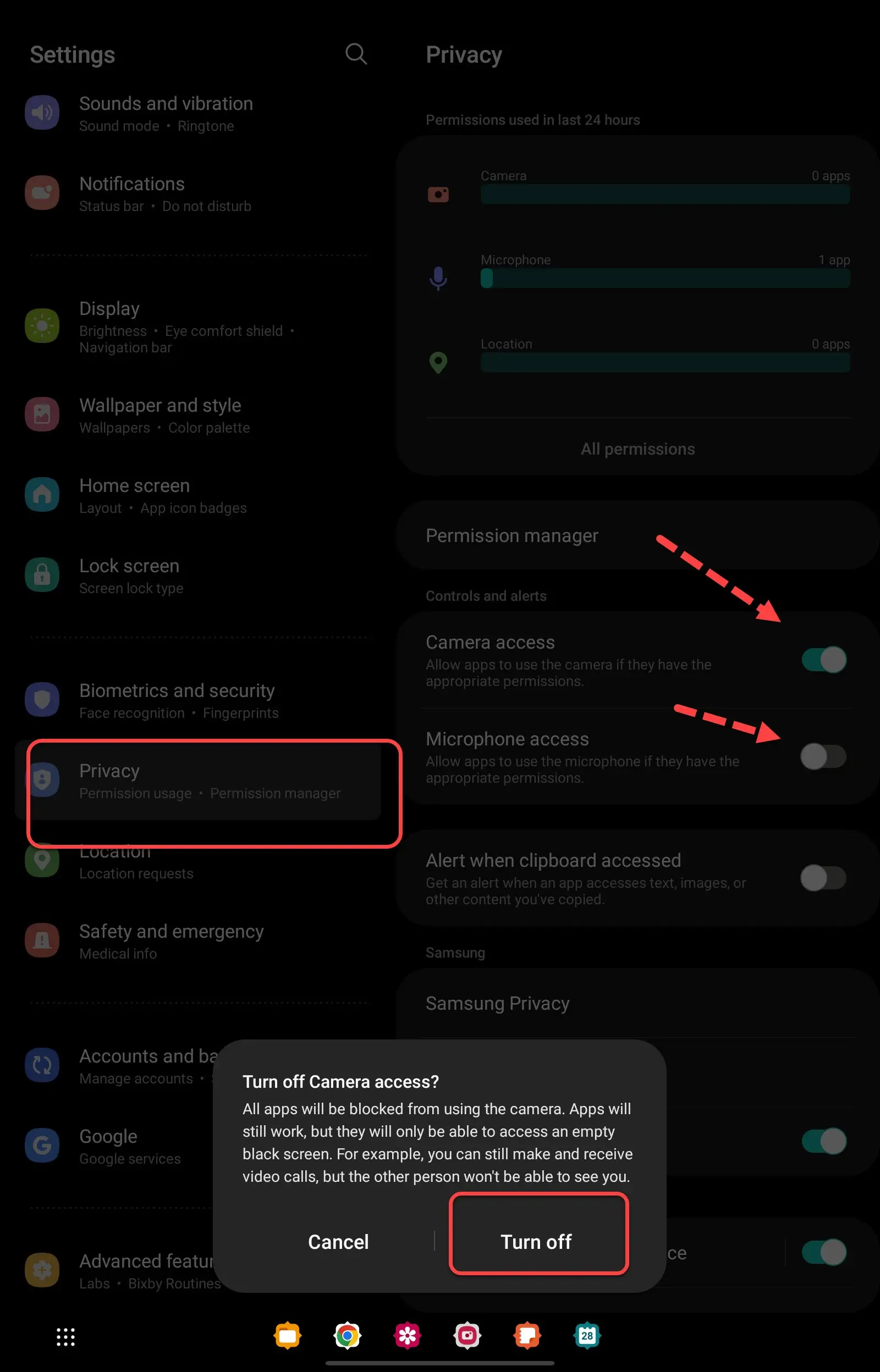 How to Get Rid of Access to Camera and Microphone on Samsung